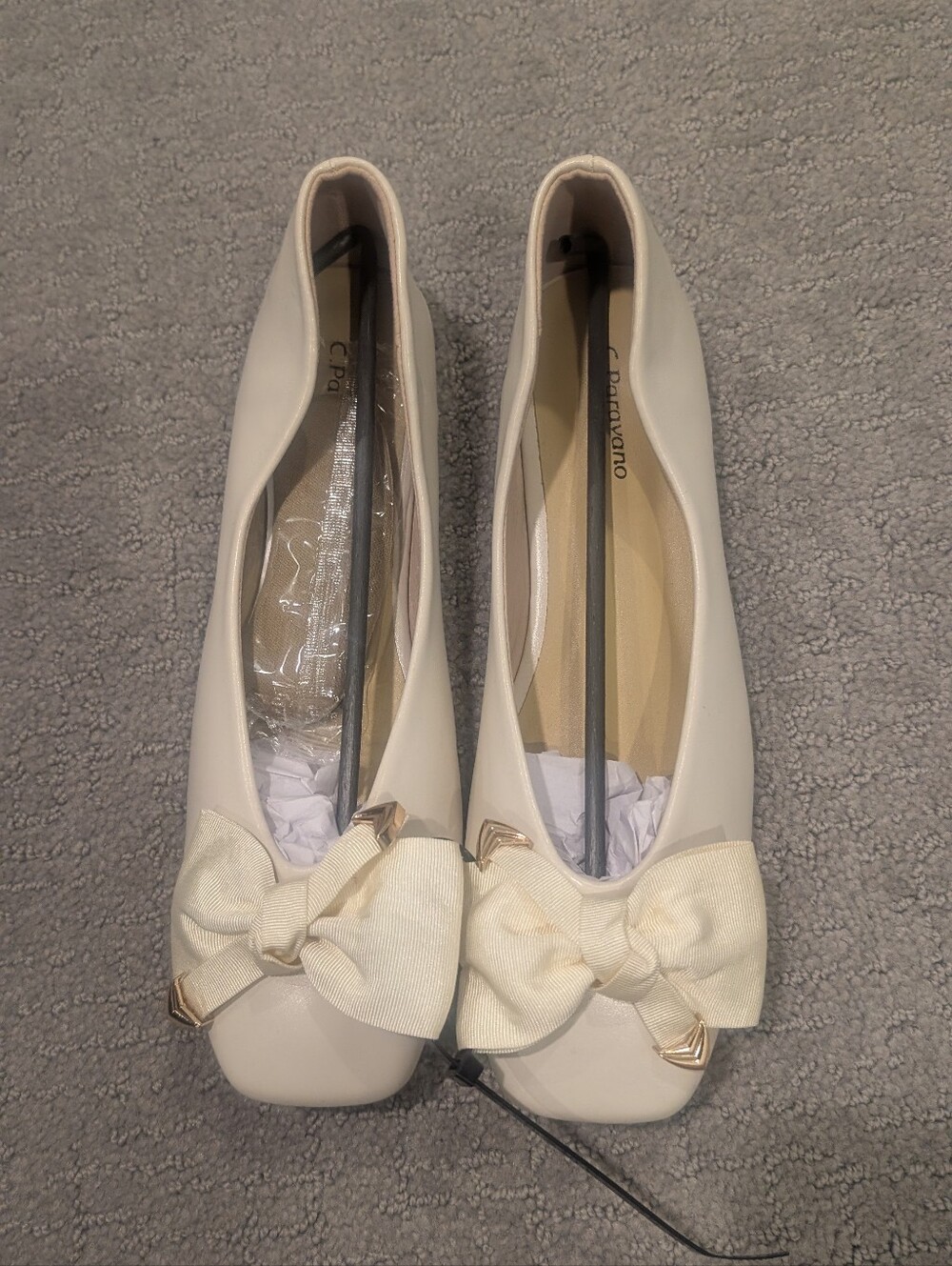 Caparros Cream Bow Ballet Flats for Women